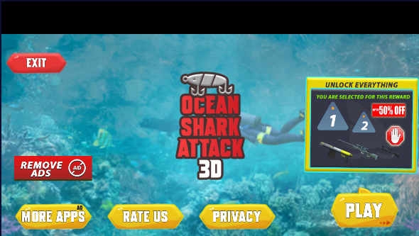 㺣ײ3DϷ(Shark Attack Spear Fishing 3D)ͼ1