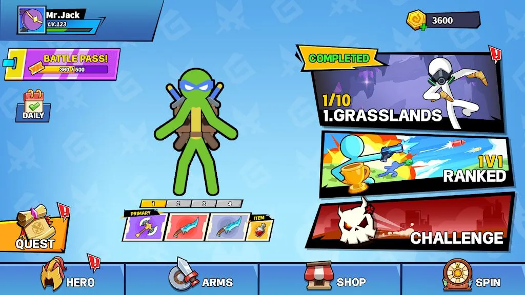 火柴人武器大乱斗去广告(火柴人战斗游戏)v1.1.0 安卓版截图2