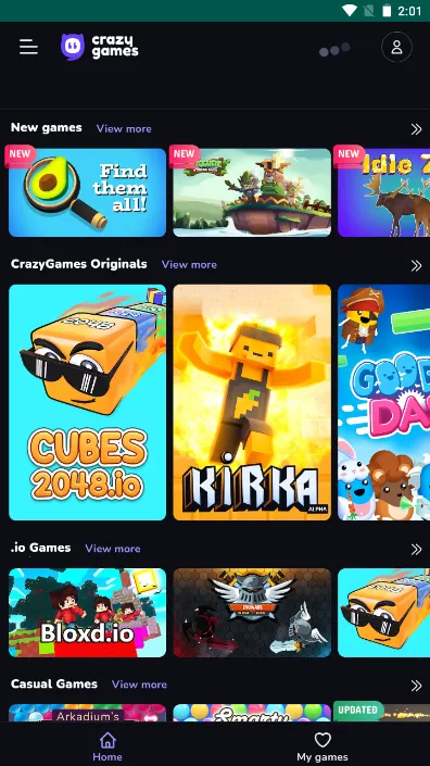 CrazyGames(��Ϸ����ƽ̨)v1.4 ��׿���ͼ0